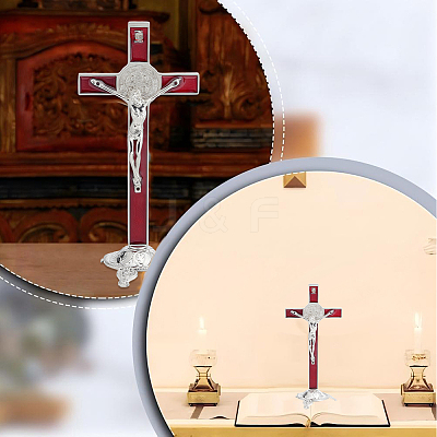Alloy Enamel Saint Benedict Crucifix Display Decorations AJEW-WH0752-416B-1
