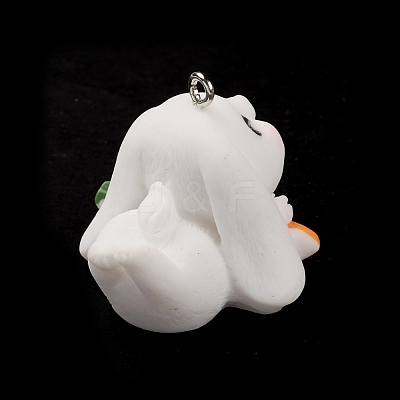 Opaque Resin Cute Bunny Pendants RESI-K023-02-1