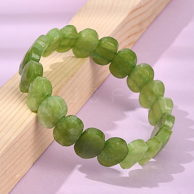 Oval Natural Malaysia Jade Beaded Stretch Bracelets G-P589-02A-06-1