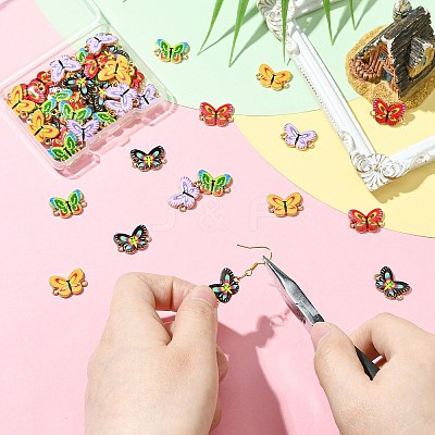 50Pcs 5 Colors Printed Alloy Connector Charms FIND-CJ0004-60-1