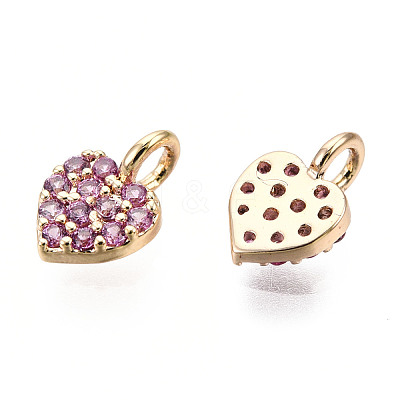 Brass Micro Pave Cubic Zirconia Charms KK-P157-14G-01B-NF-1
