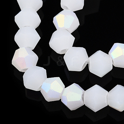 Imitation Jade Bicone Frosted Glass Bead Strands GLAA-F029-JM4mm-A06-1