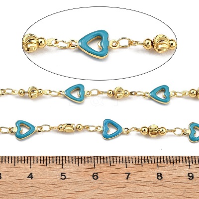 Brass Heart Link Chains KK-D368-03G-B-1