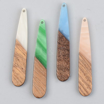 Opaque Resin & Walnut Wood Pendants RESI-S389-039A-C-1