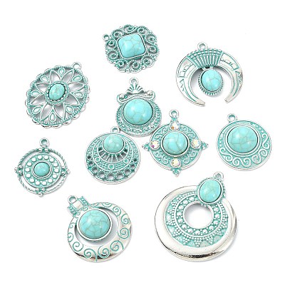 20Pcs 10 Styles Bohemia Styles Alloy & Acrylic Pendants FIND-CJ0005-70-1