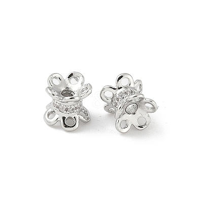 Brass Micro Pave Clear Cubic Zirconia Bead Caps KK-V015-24P-1