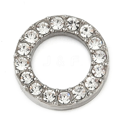304 Stainless Steel Crystal Rhinestone Linking Rings STAS-Z082-01P-01-1