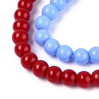 Opaque Solid Color Glass Beads Strands GLAA-N058-4mm-A01-1