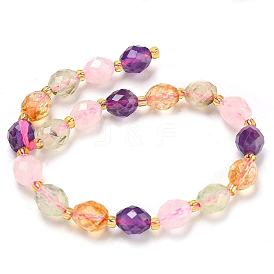 Natural Amethyst & Rose Quartz & Prehnite & Citrine Beads Strands G-N342-53-1