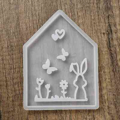 Easter Theme House with Butterfly & Rabbit Pattern DIY Silicone Table Lamp Molds SIMO-G008-01B-1