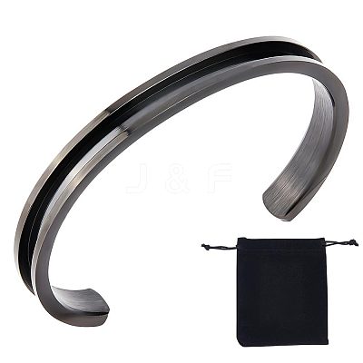 1Pc 304 Stainless Steel Grooved Bangles FIND-UN0043-39EB-1
