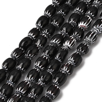 Handmade Millefiori Glass Oval Beads Strands LK-Z001-02A-05-1