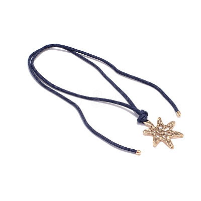 Alloy Flower Pendant Adjustable Nylon Cord Tie Knot Necklaces for Women WG58F26-01-1