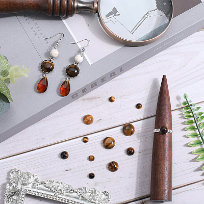 40Pcs 4 Styles Natural Tiger Eye Cabochons G-SC0002-48-1