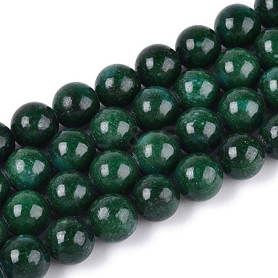 Dyed Natural Mashan Jade Round Beads Strands G-T139-8mm-67F-1