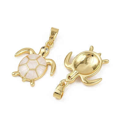 Brass Micro Pave Cubic Zirconia Pendants KK-C093-09G-01-1