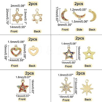 12Pcs 6 Style Alloy Rhinestone Pendants FIND-FH0002-72-1