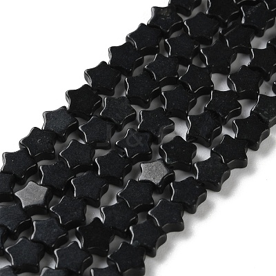 Natural Black Stone Beads Strands G-G085-B52-02-1