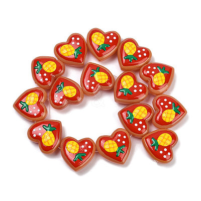 Handmade Heart Lampwork Beads Strands LAMP-P069-04A-06-1