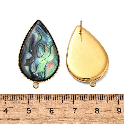 304 Stainless Steel Pave Natural Paua Shell Stud Earring Findings STAS-Z125-06G-1