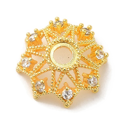 Brass Micro Pave Clear Cubic Zirconia Bead Caps KK-C072-01B-G-1