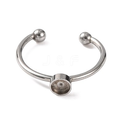 Non-Tarnish 304 Stainless Steel Open Cuff Ring Components STAS-S134-01P-01-1