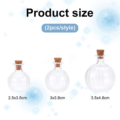 6Pcs 3 Style Chunky Glass Ball Wishing Bottle Ornament AJEW-DR0001-06-1