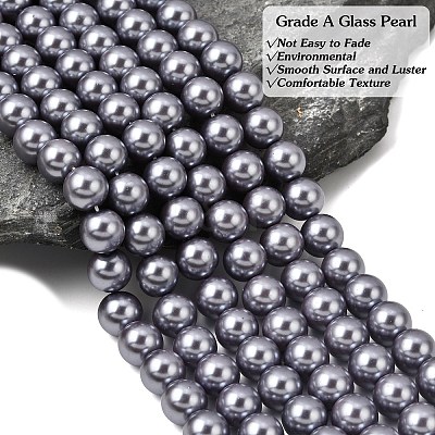 Eco-Friendly Dyed Glass Pearl Round Beads Strands HY-A002-10mm-RB028-1