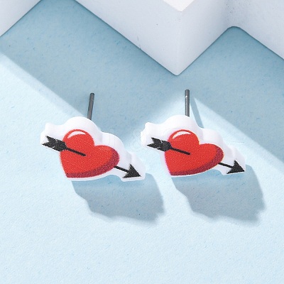 Wood Stud Earrings EJEW-M063-01A-1