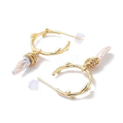 Natural Pearl Ear Studs EJEW-P256-50G-1