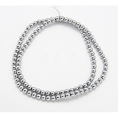PVD Vacuum Plating Platinum Plated Hematite Beads Strands X-G-D010-1-1