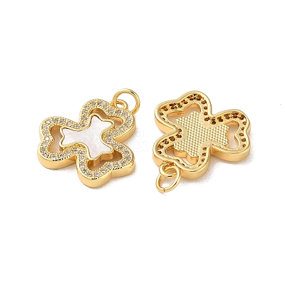 Brass Micro Pave Clear Cubic Zirconia Pendants KK-B083-17G-02-1
