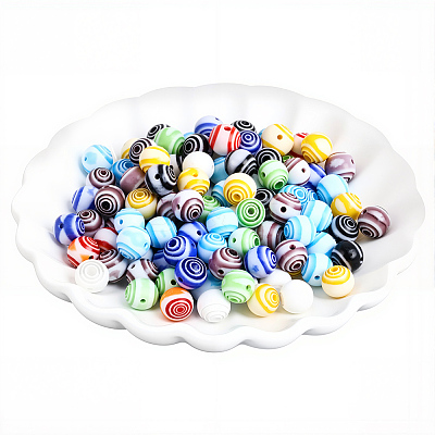 120pcs Handmade Millefiori Glass Round Beads LK-PA0001-05-1