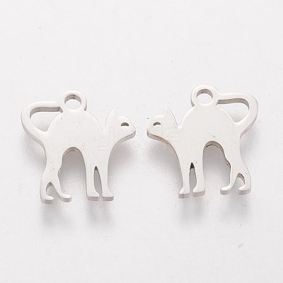 Tarnish Resistant 304 Stainless Steel Kitten Charms STAS-Q201-T155-1
