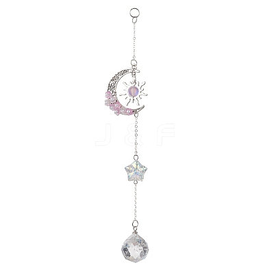 Glass & Acrylic Round Hanging Suncatchers HJEW-JM04646-1