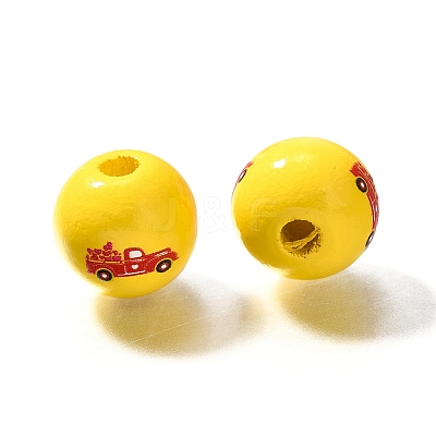 Valentine's Day Element Printed Wood Beads WOOD-R002-01-25-1