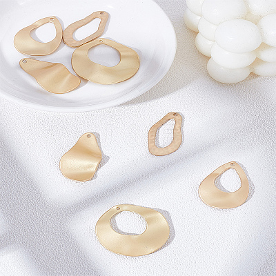8Pcs 4 Style Smooth Surface Alloy Pendants FIND-LP0005-69-1
