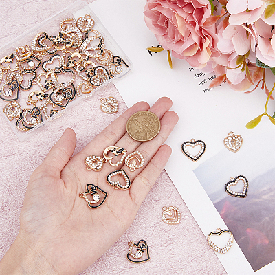 48Pcs 6 Styles Alloy Enamel Pendants FIND-FH0007-68-1