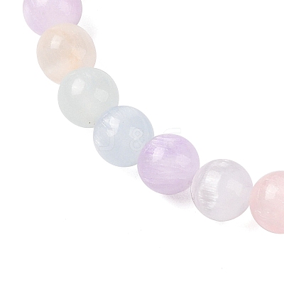 Natural Selenite Round Beaded Stretch Bracelets for Women G-U005-02B-1