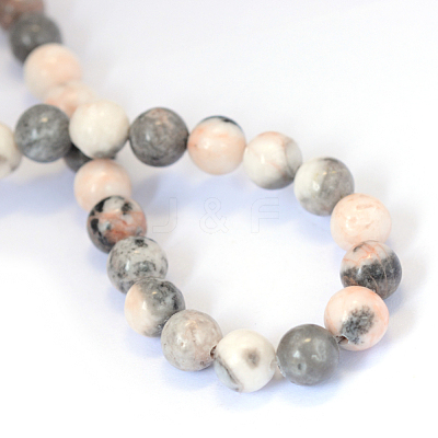 Natural Zebra Jasper Round Bead Strands X-G-E334-8mm-11-1