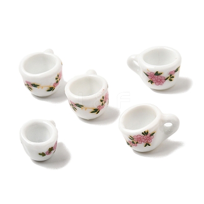 Floral Printed Porcelain 3D Cup Pendants PORC-P036-01B-1
