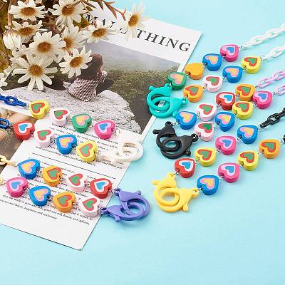 Heart Natural Dyed Wood Beaded Necklaces NJEW-JN03528-1