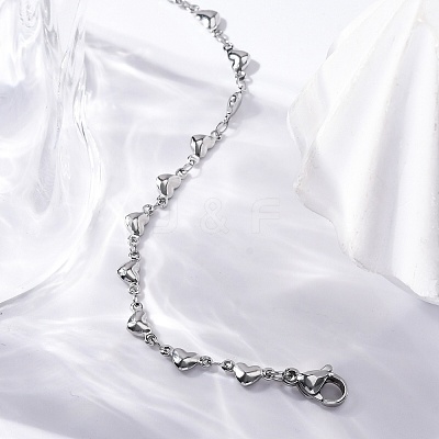 Tarnish Resistant 304 Stainless Steel Heart Link Bracelets BJEW-M121-03P-1
