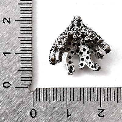 Brass Micro Pave Black Cubic Zirconia Beads KK-V011-26P-1