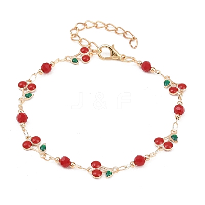 Alloy Enamel & Glass Link Chain Bracelets BJEW-A156-05G-1