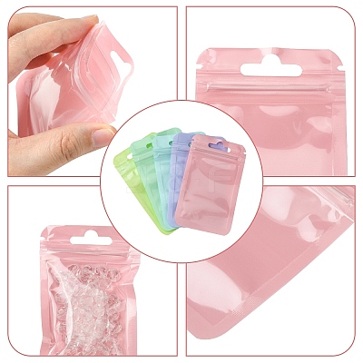 50Pcs 5 Colors Rectangle Plastic Yin-Yang Resealable Packaging Bags ABAG-YW0001-06-1