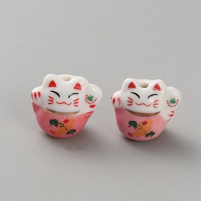 Handmade Printed Porcelain Beads PORC-WH0018-03D-1