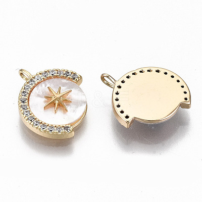 Brass Micro Pave Clear Cubic Zirconia Charms KK-T062-30G-NF-1