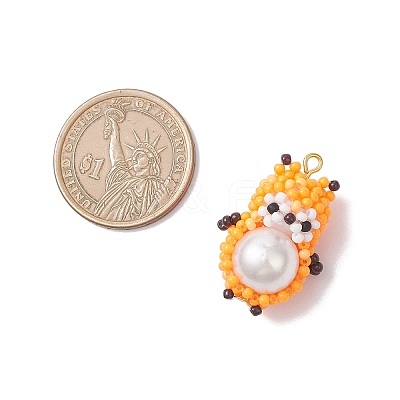 Glass Seed Beaded Hamster Pendants PALLOY-MZ01035-02-1