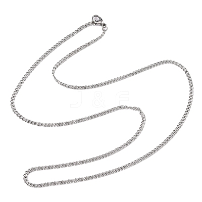 Tarnish Resistant Unisex Casual Style 304 Stainless Steel Curb Chain Necklaces STAS-O037-54P-1